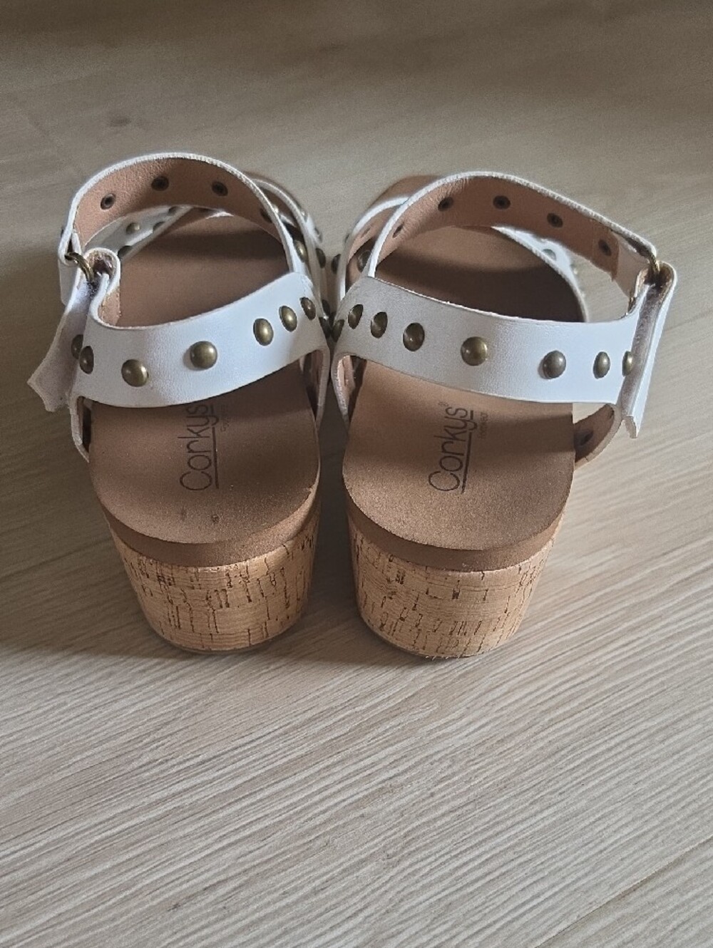 Corkys White Studded Cork Wedge Sandals - Picture 5 of 16